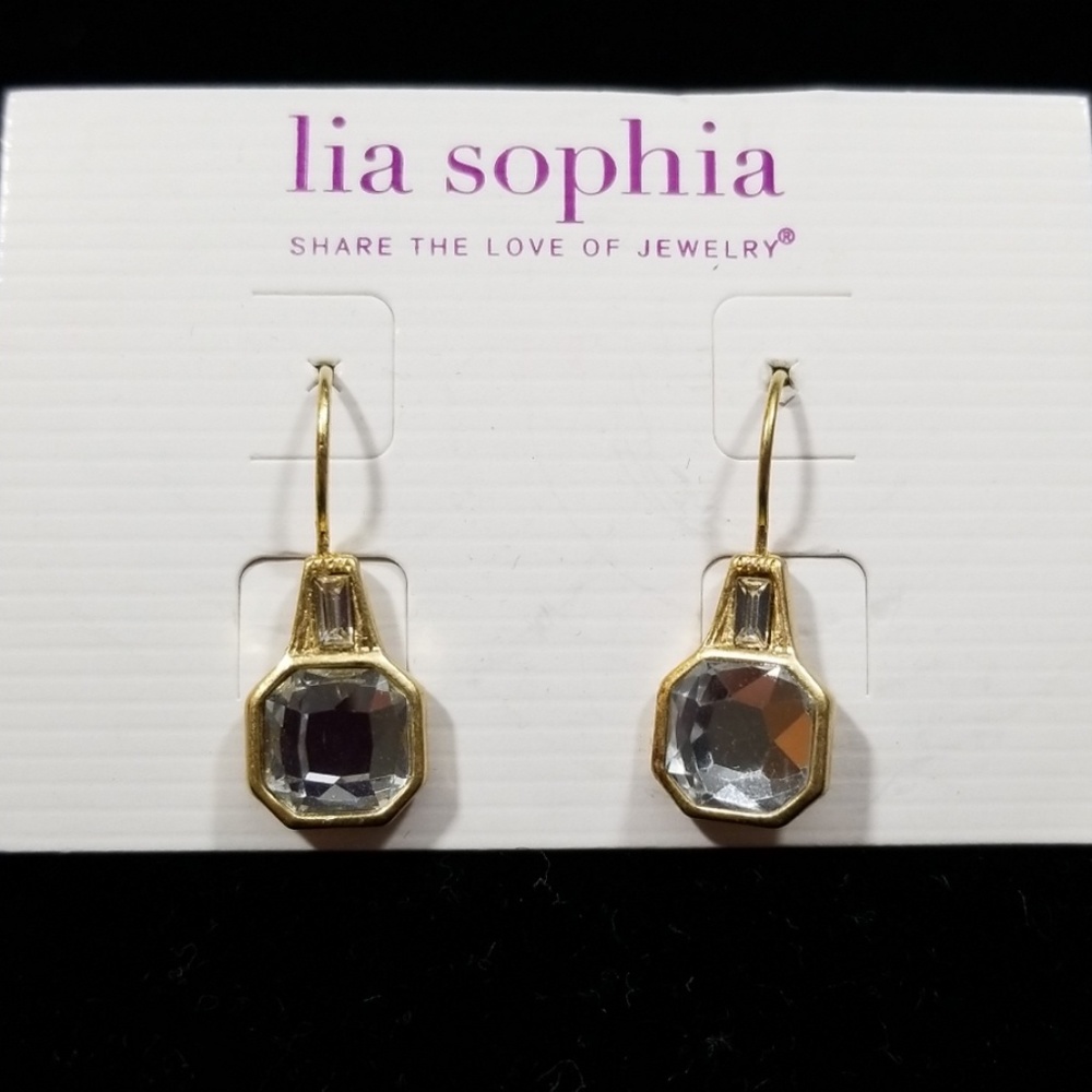 Lia Sophia Privy Gold and Cut Crystal Earrings